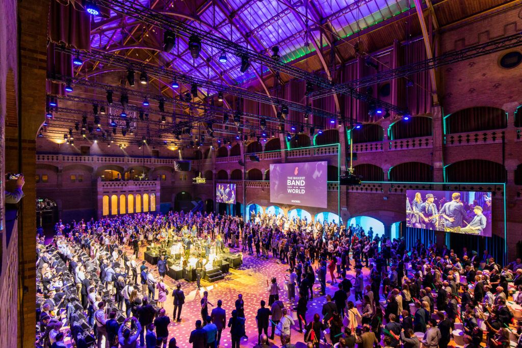 Celebrating a party in the Grote zaal of the Beurs van Berlage in Amsterdam