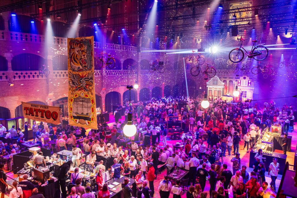 Celebrating a party in the Grote zaal of the Beurs van Berlage in Amsterdam