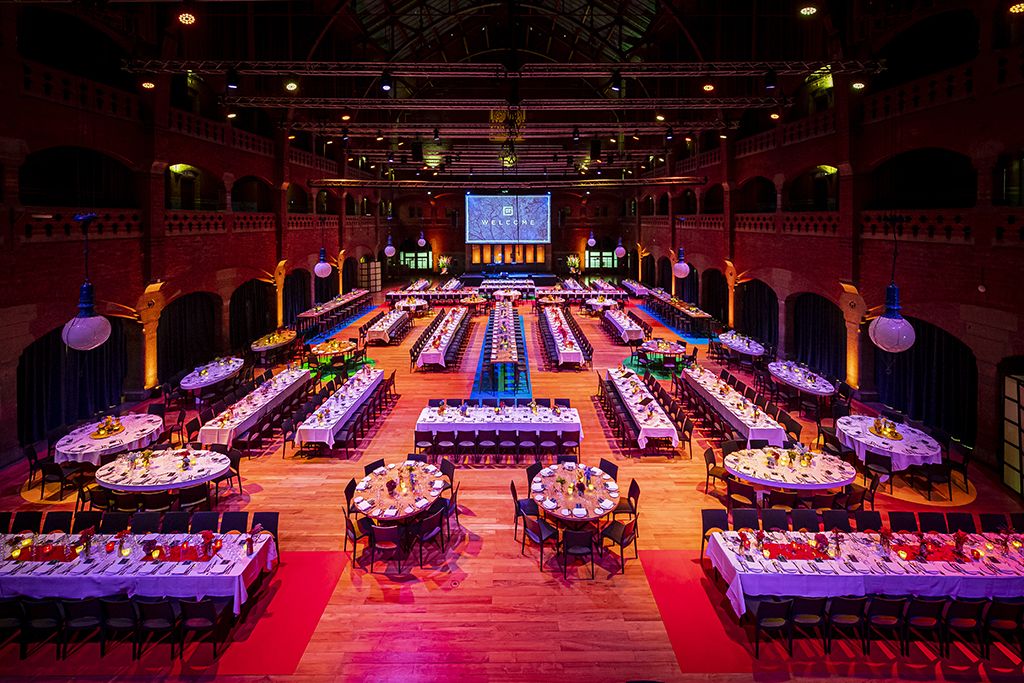 Dinner set-up in the Grote Zaal in the Beurs van Berlage