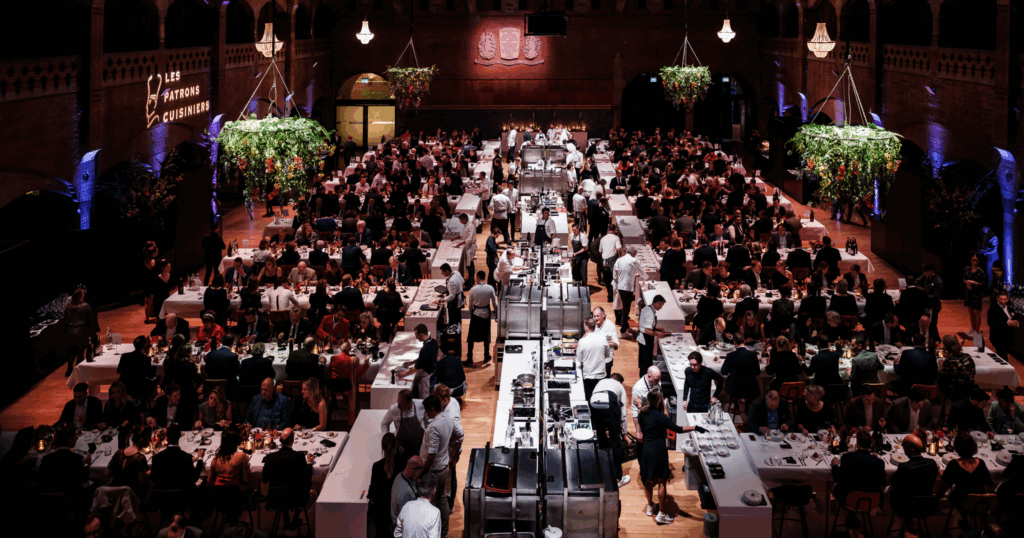 Dinner set-up in the Grote Zaal in the Beurs van Berlage