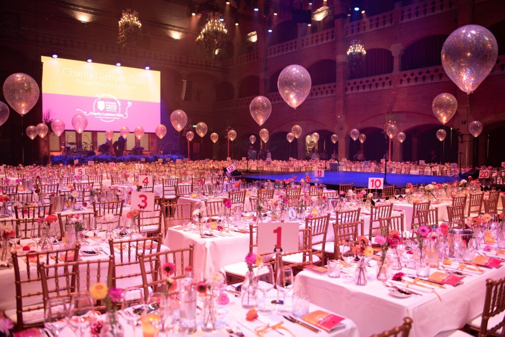 Dinner set-up in the Grote Zaal in the Beurs van Berlage