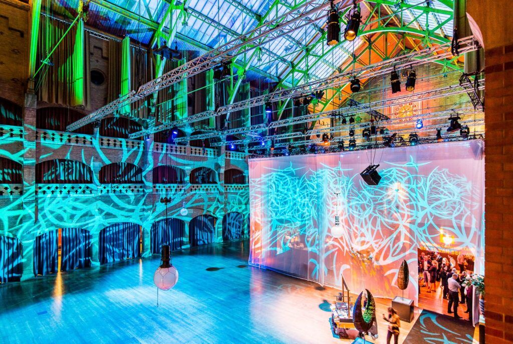 Celebrating a party in the Grote zaal of the Beurs van Berlage in Amsterdam