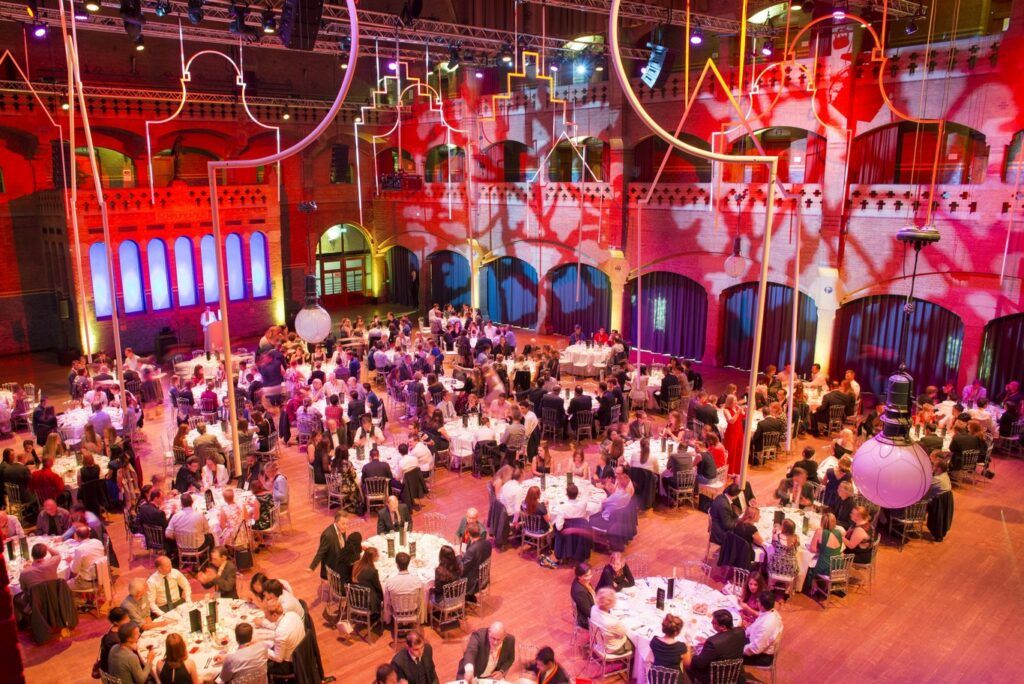 Dinner set-up in the Grote Zaal in the Beurs van Berlage