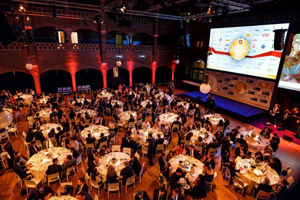 Dinner set-up in the Grote Zaal in the Beurs van Berlage