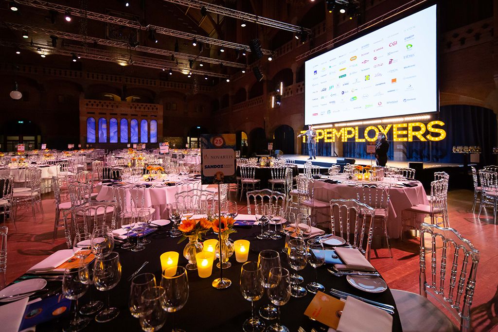 Dinner set-up in the Grote Zaal in the Beurs van Berlage
