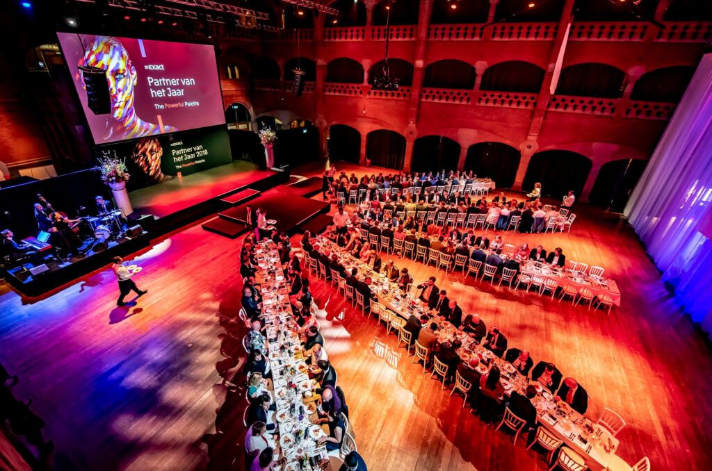 Dinner set-up in the Grote Zaal in the Beurs van Berlage