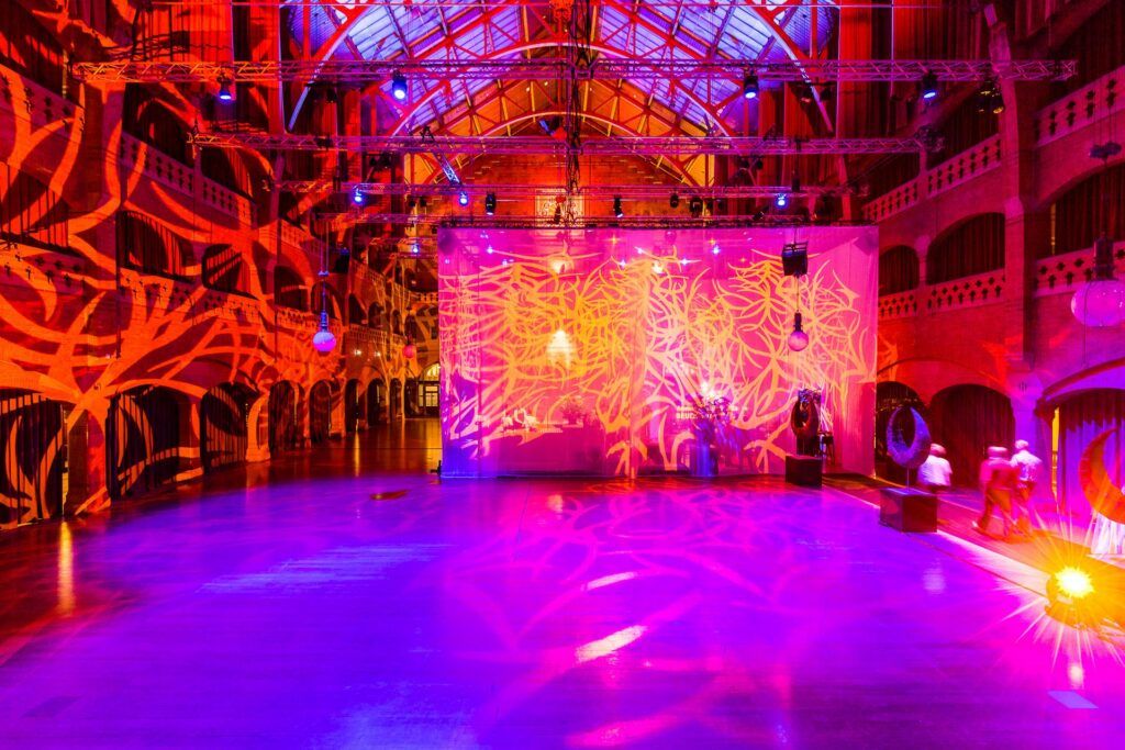 Dinner set-up in the Grote Zaal in the Beurs van Berlage