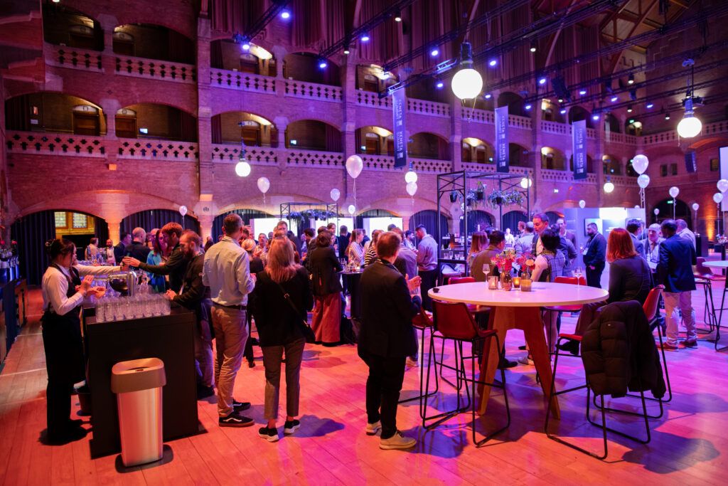Celebrating a party in the Grote zaal of the Beurs van Berlage in Amsterdam